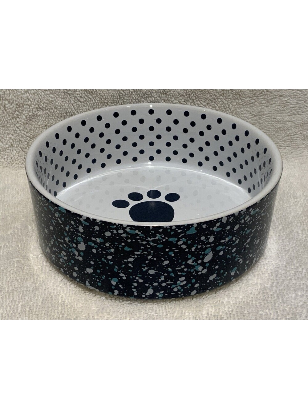 Petrageous Designs Hand Crafted Stoneware 5”W Blue Spatter Pet Bowl